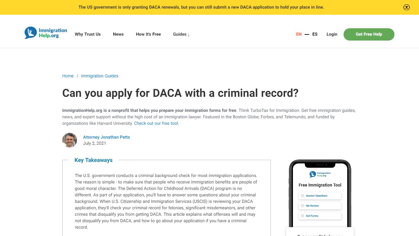 Is it possible to get DACA if you have a criminal record ...