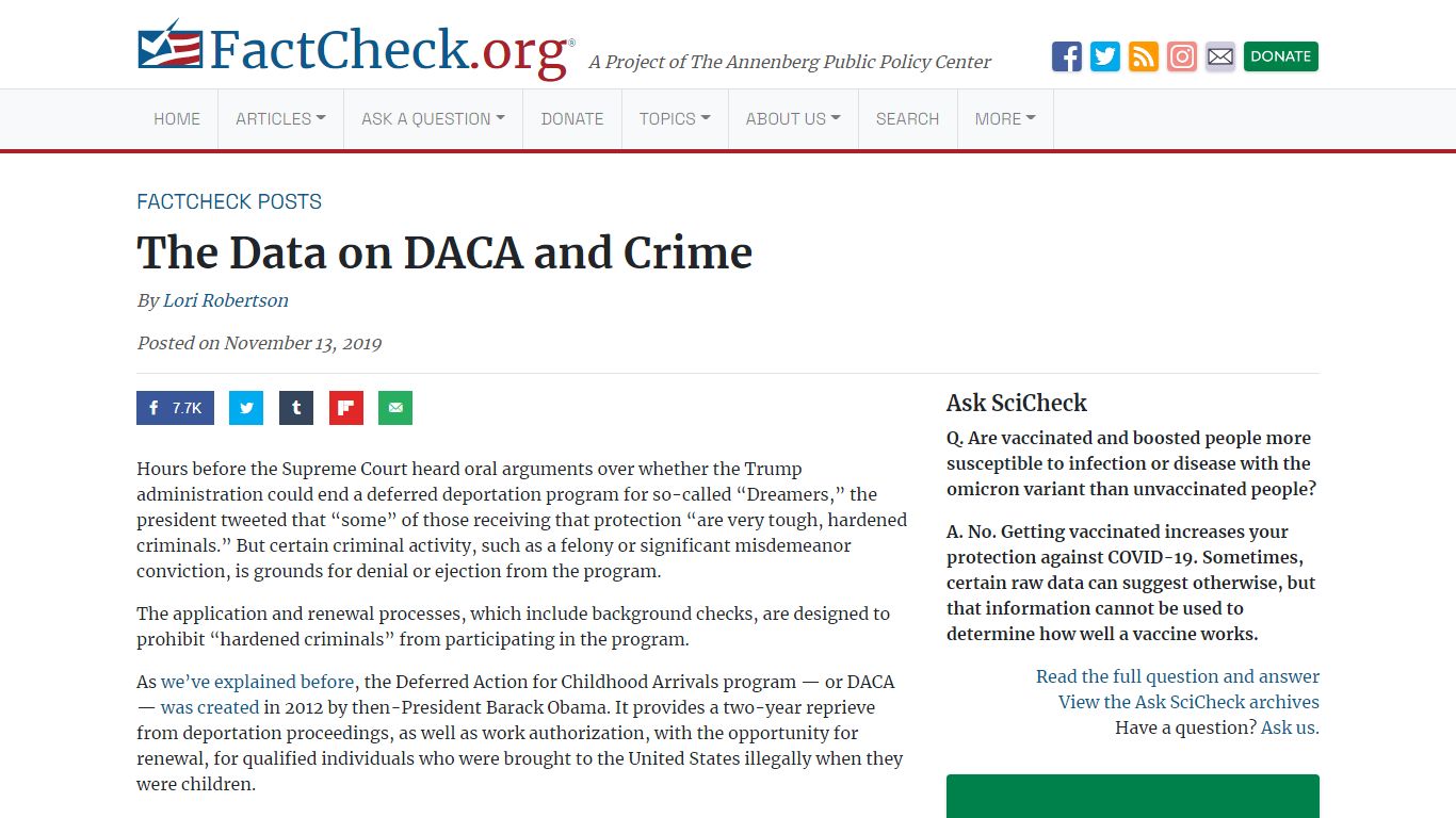 The Data on DACA and Crime - FactCheck.org